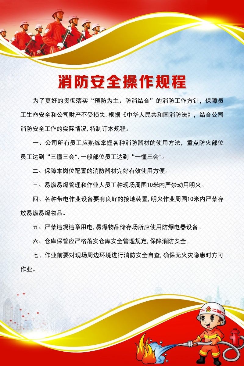 消防知识海报消防安全操作规程海报