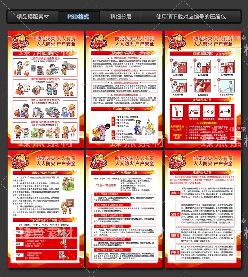 火灾消防安全知识挂画海报套图