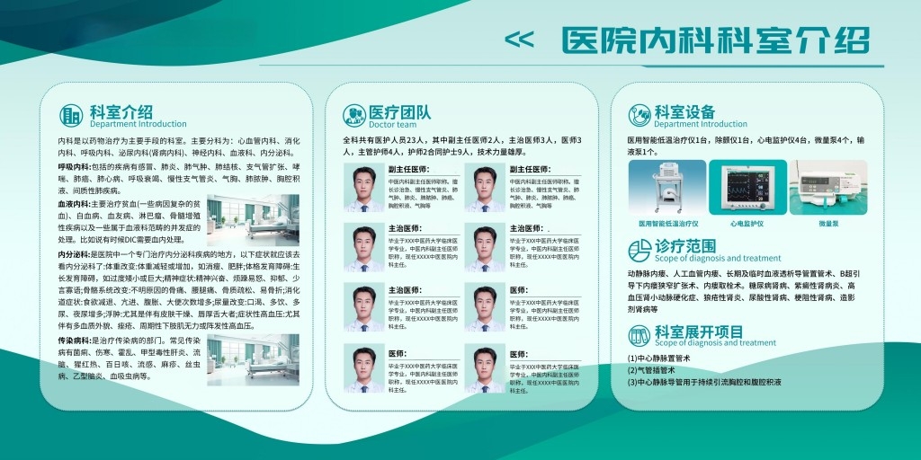 医院内科科室介绍展板文化墙