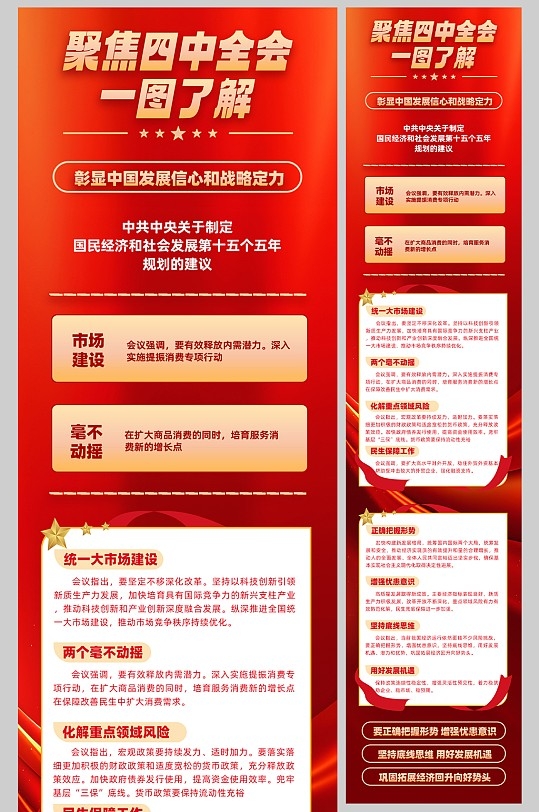 一图了解党的二十届四中全会海报PSD