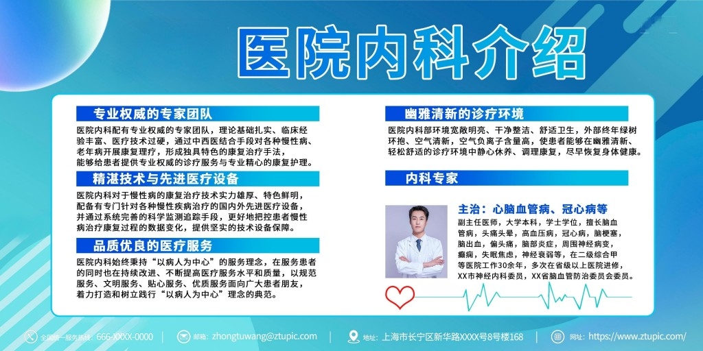 医院内科专家介绍展板文化墙
