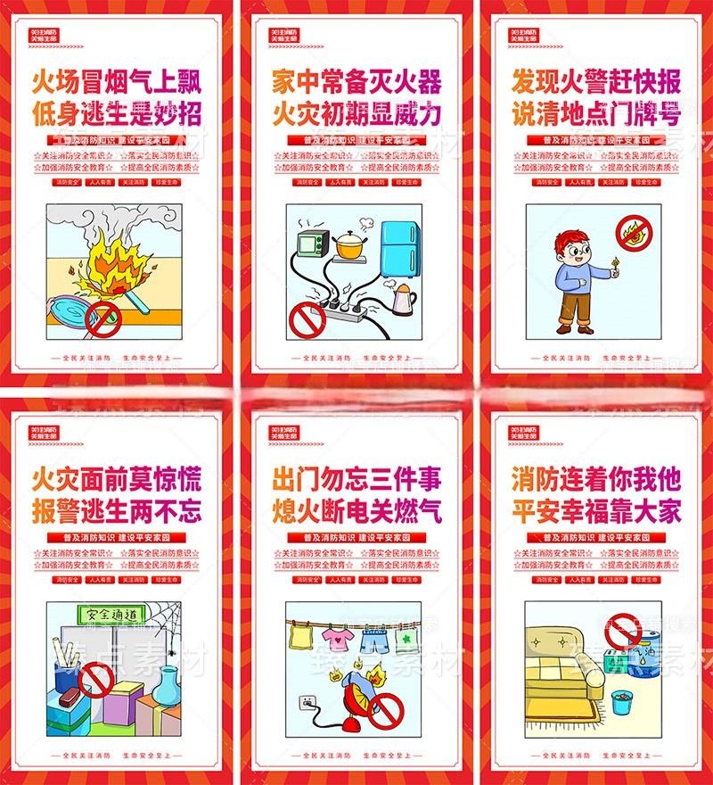 火灾消防安全知识挂画海报套图