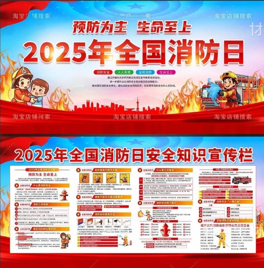2025年消防宣传月全国消防日展板宣传栏