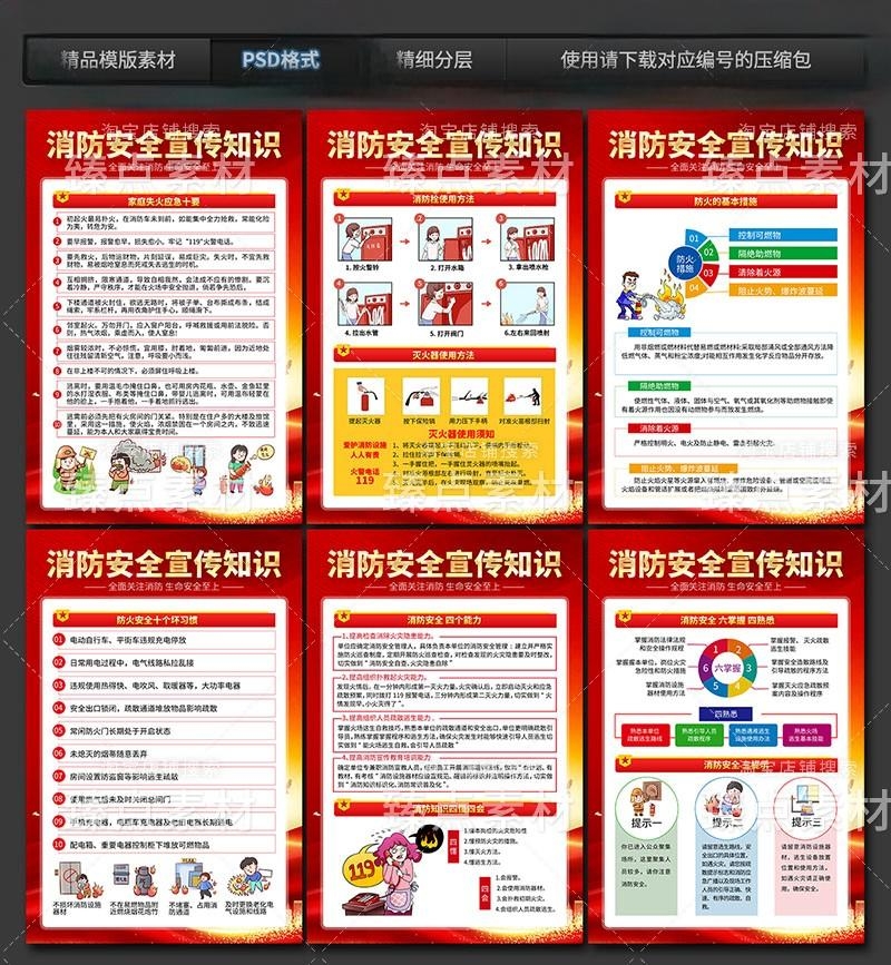 火灾消防安全知识挂画海报套图