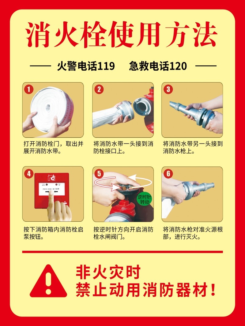 消防知识海报消防栓使用方法