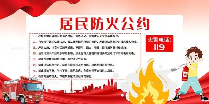 消防知识展板居民防火公约宣传栏