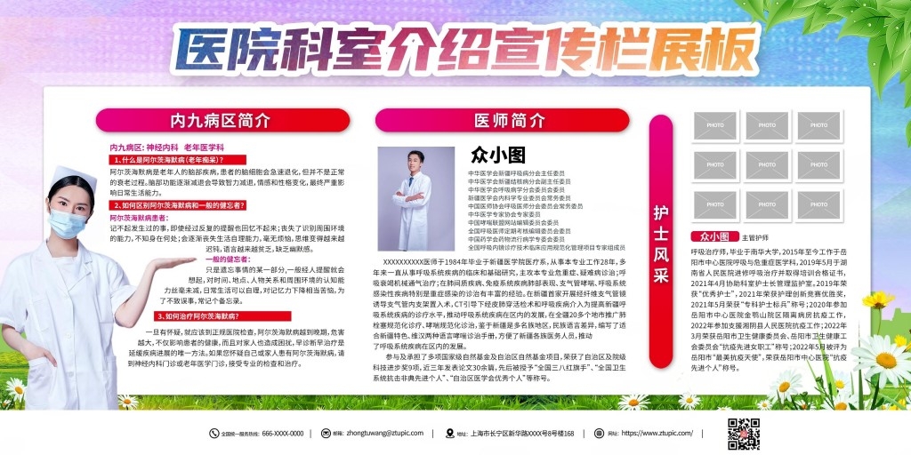 医院内科科室医护人员介绍展板文化墙