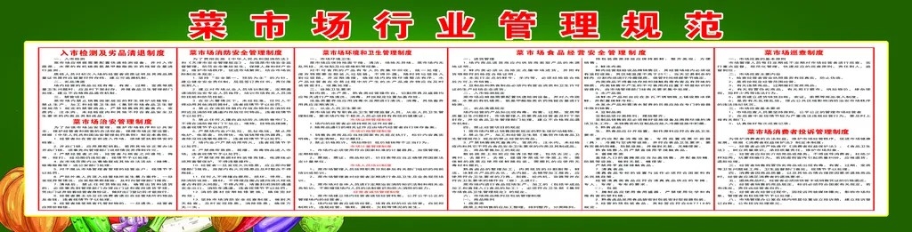 菜市场行业监督管理规范展板管理制度牌