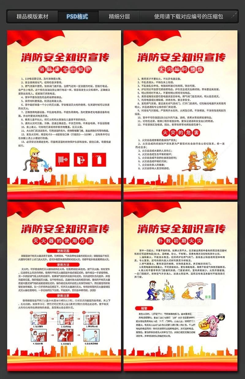 火灾消防安全知识挂画海报套图