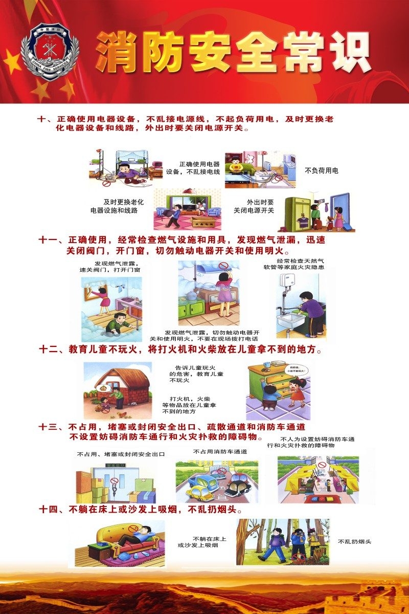 消防知识海报消防安全常识插画海报