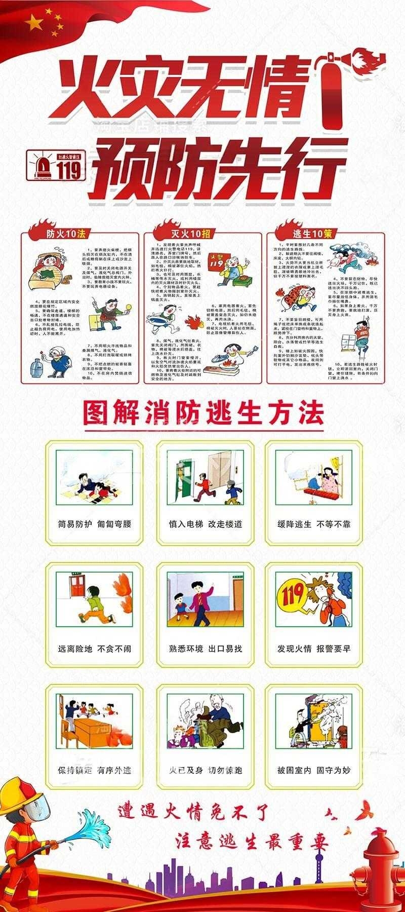消防安全知识常识图解消防逃生方法宣传展架易拉宝