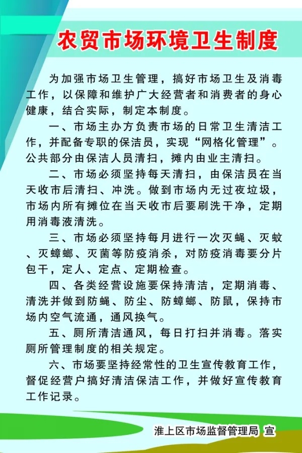 农贸市场监督管理展板管理制度牌