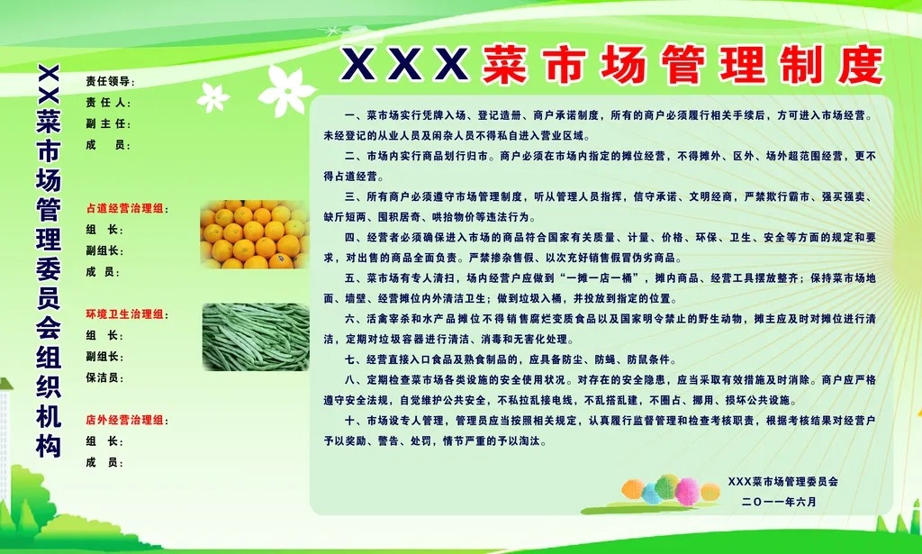 菜市场监督管理管理制度牌