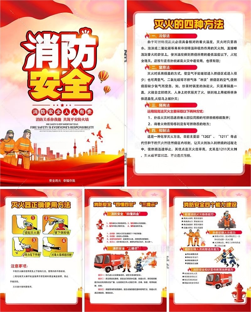 学校消防安全知识海报套图挂画 (4)