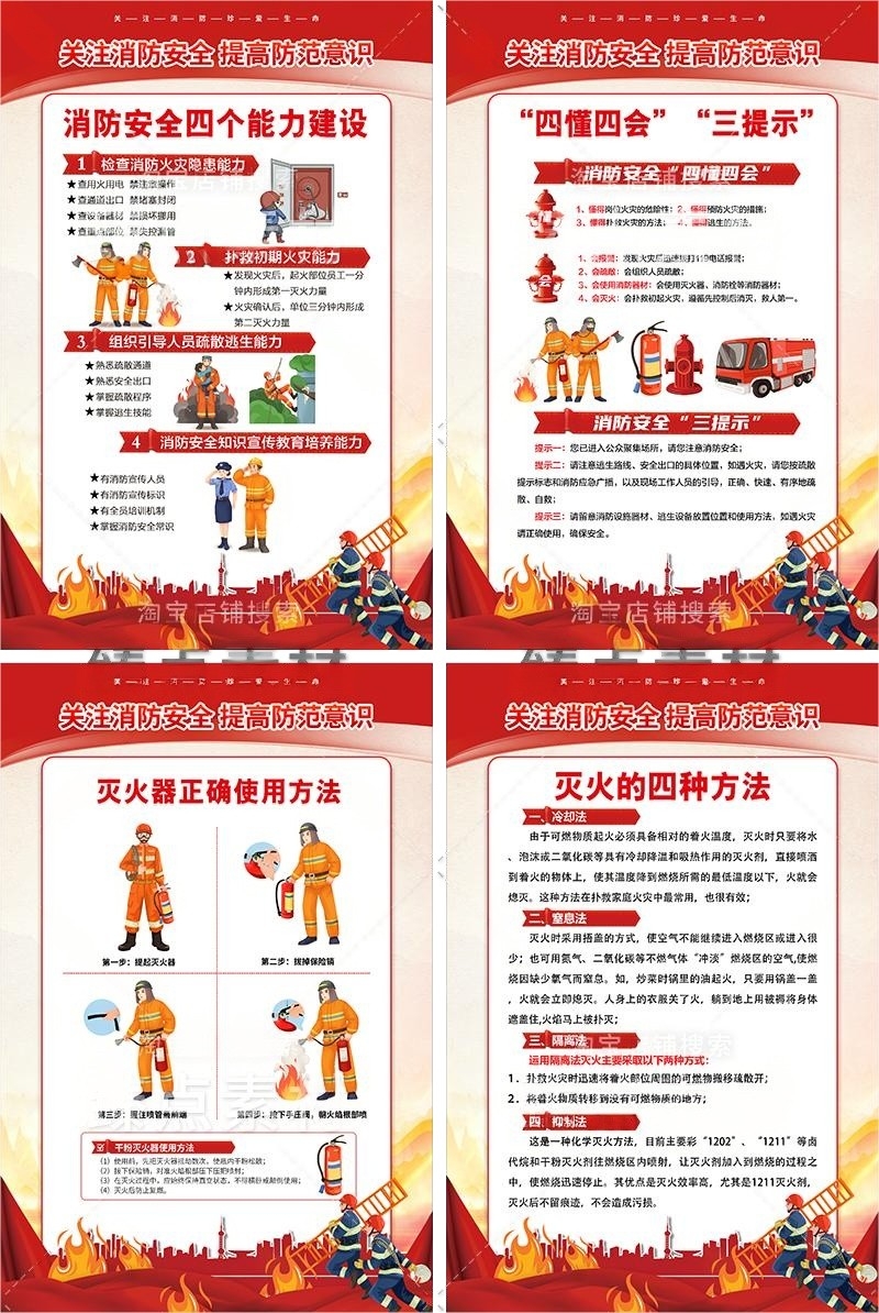 学校消防安全知识海报套图挂画 (3)