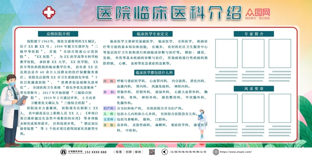 医院临床医科介绍展板文化墙