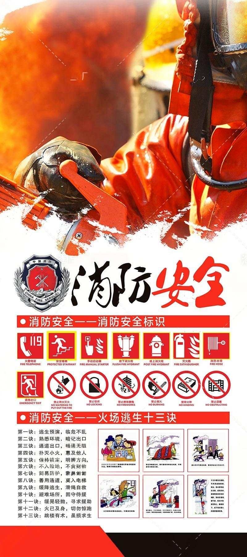 消防安全知识常识宣传展架易拉宝