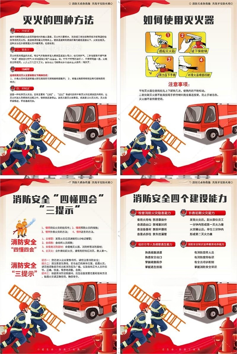 学校消防安全知识海报套图挂画
