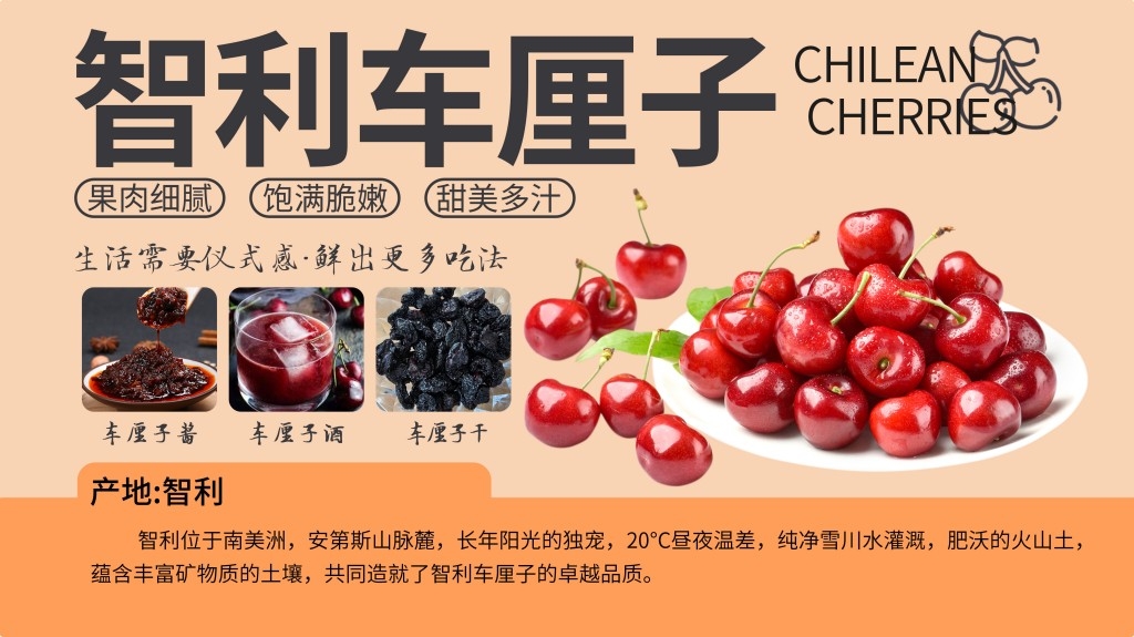 商场超市胖东来生鲜展板智利车厘子