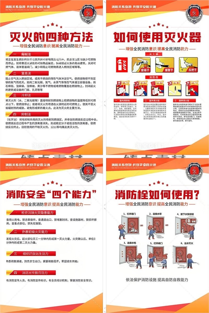 学校消防安全知识海报套图挂画