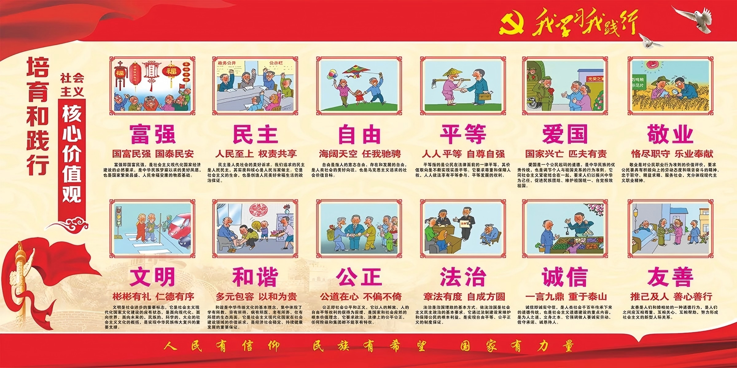 图说社会主义核心价值观宣传栏党建展板