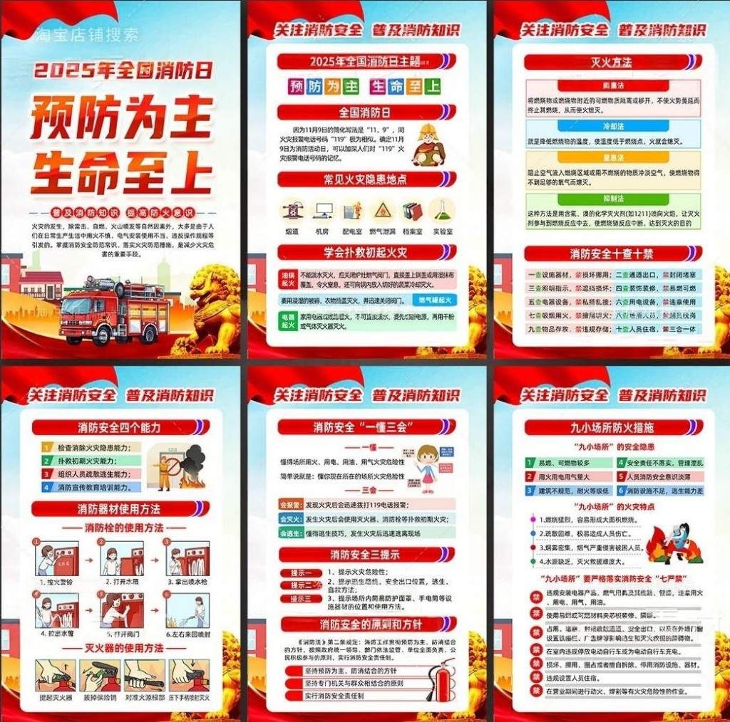 2025年消防宣传月全国消防日海报套图挂画 (1)