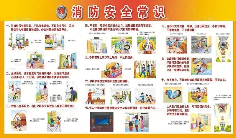 火灾消防安全知识展板消防安全常识插画