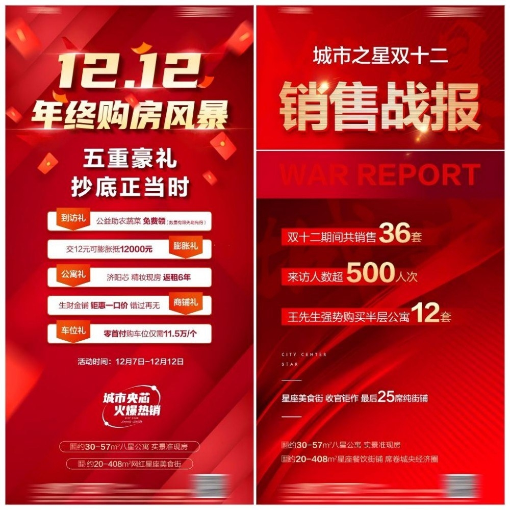 房地产双十二12促销海报热销战报