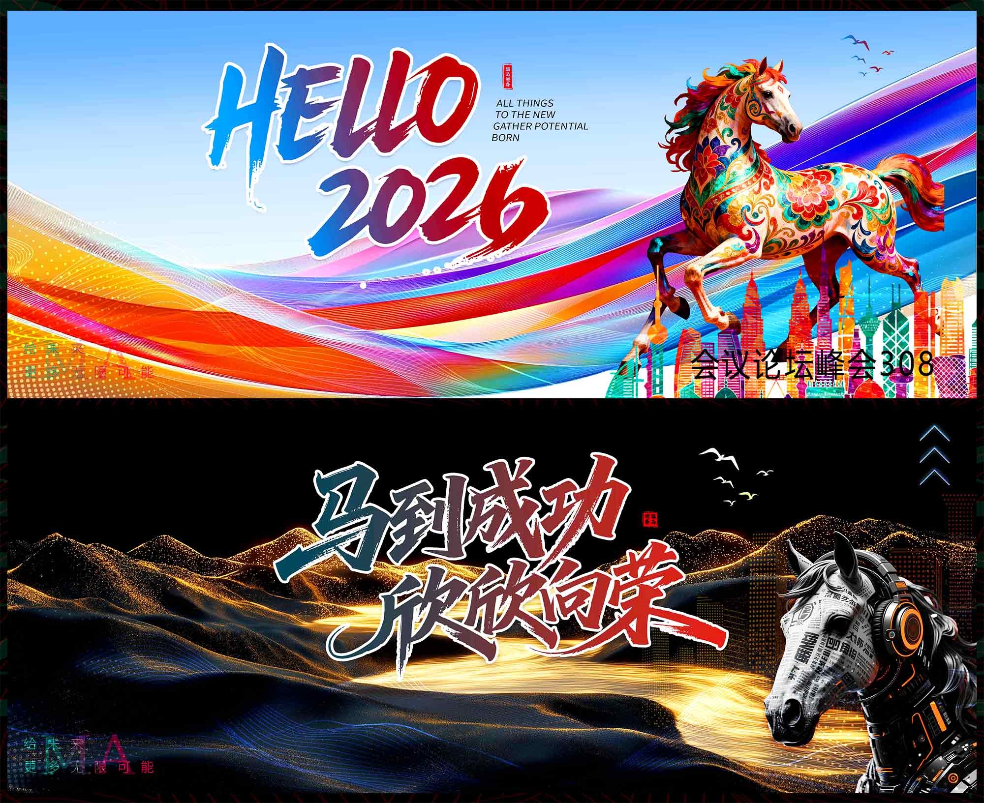 2026 马年 科技KV 会议论坛 年会庆典 发布会 山峰 扬帆起航 (7)