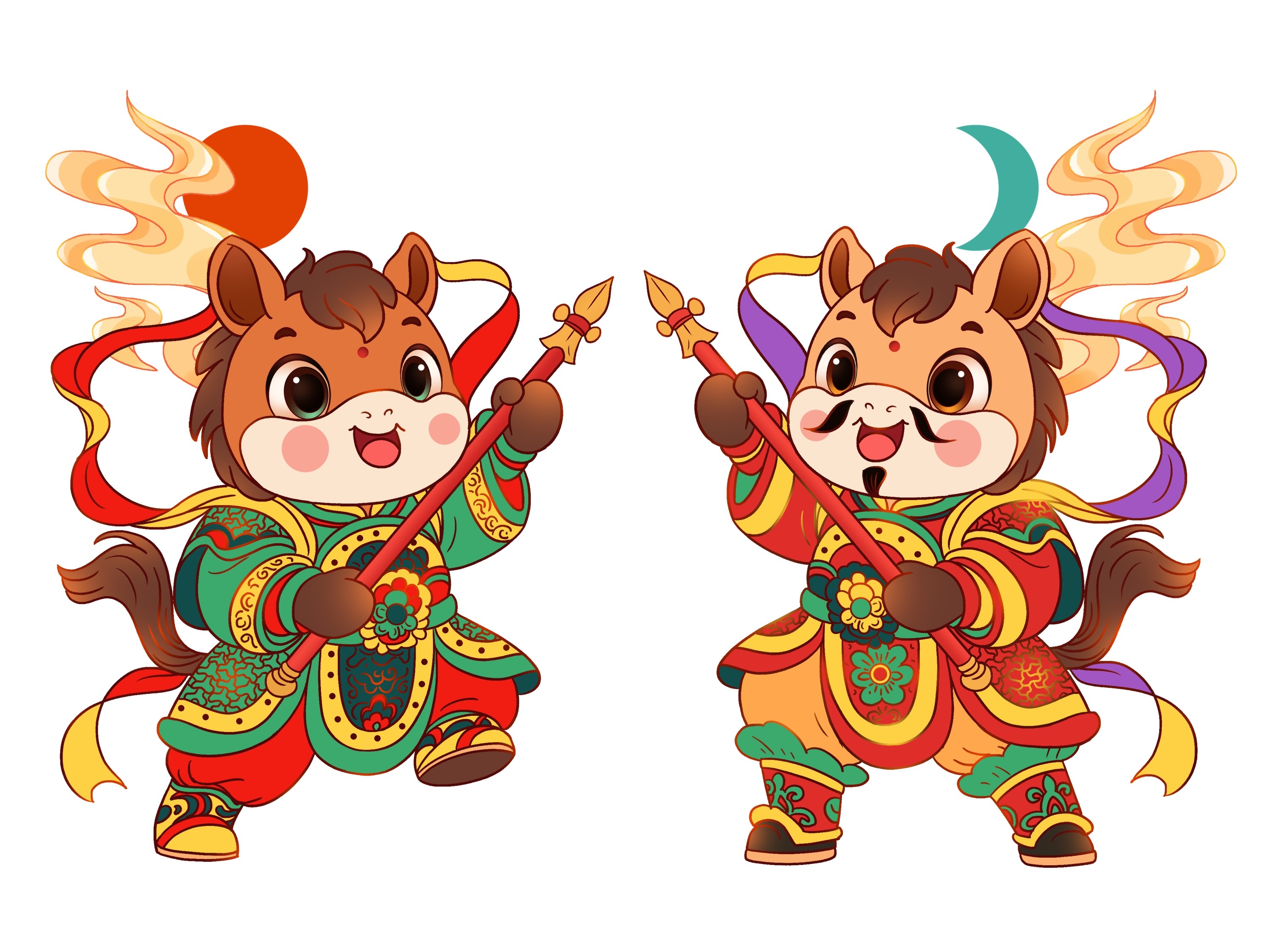 2026年马年IP形象马年生肖卡通形象插画贴纸