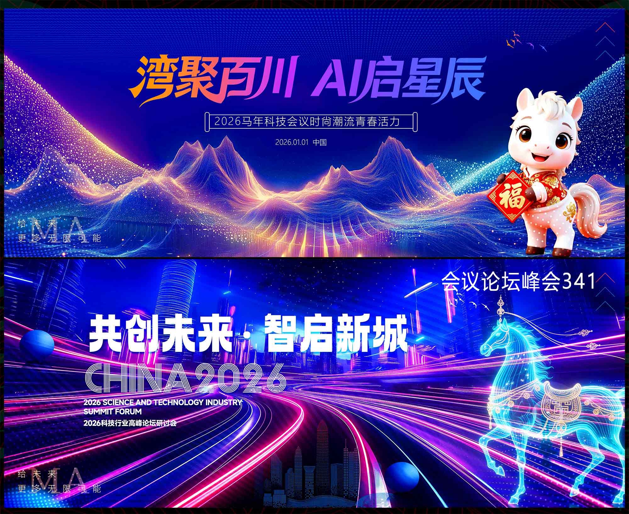 2026马年 科技会议 年会庆典 科技KV 蓝色主视觉 新年主视觉 (9)