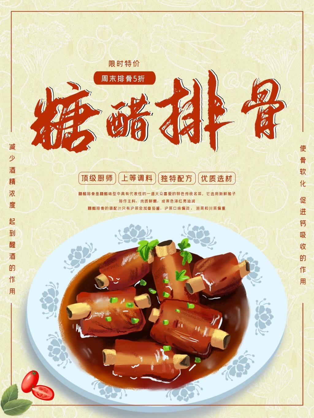 餐饮美食精品糖醋排骨海报 (3)