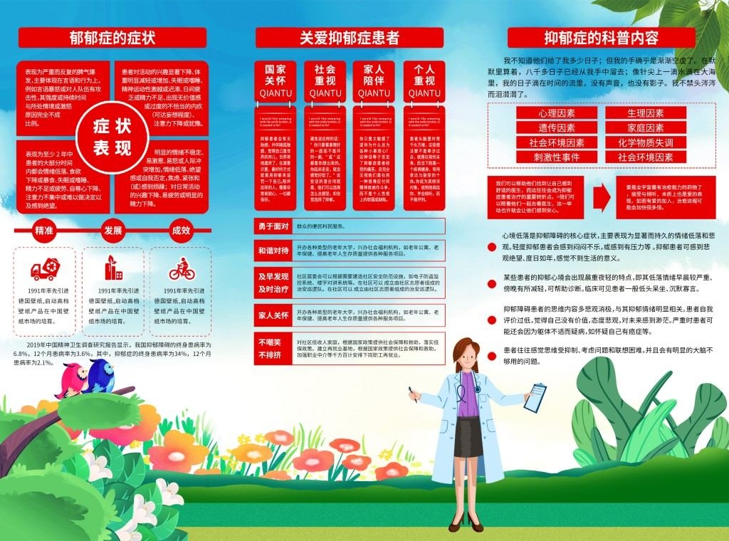 11抑郁症科普知识宣传三折页