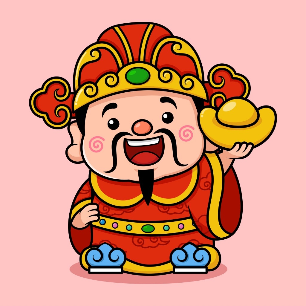 春节新春元素财神爷卡通插画