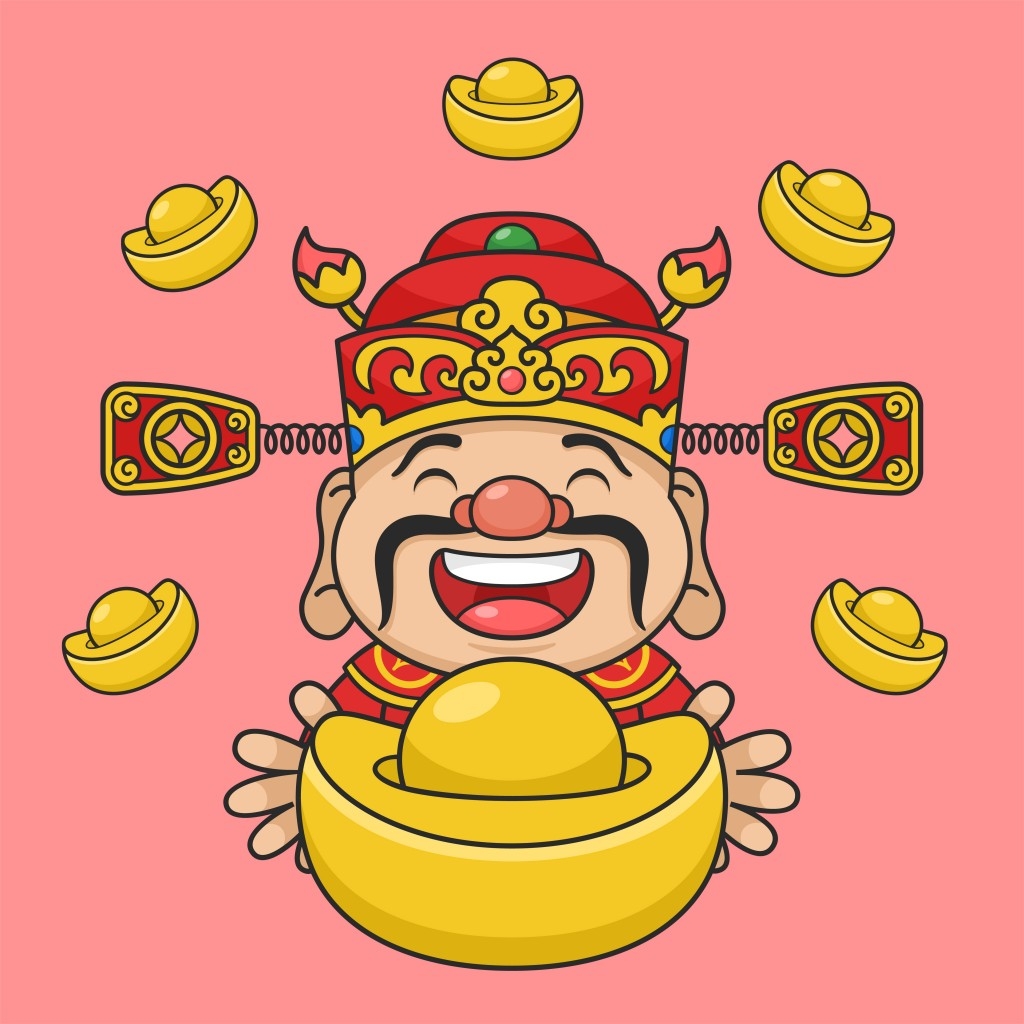 春节新春元素财神爷卡通插画 (16)