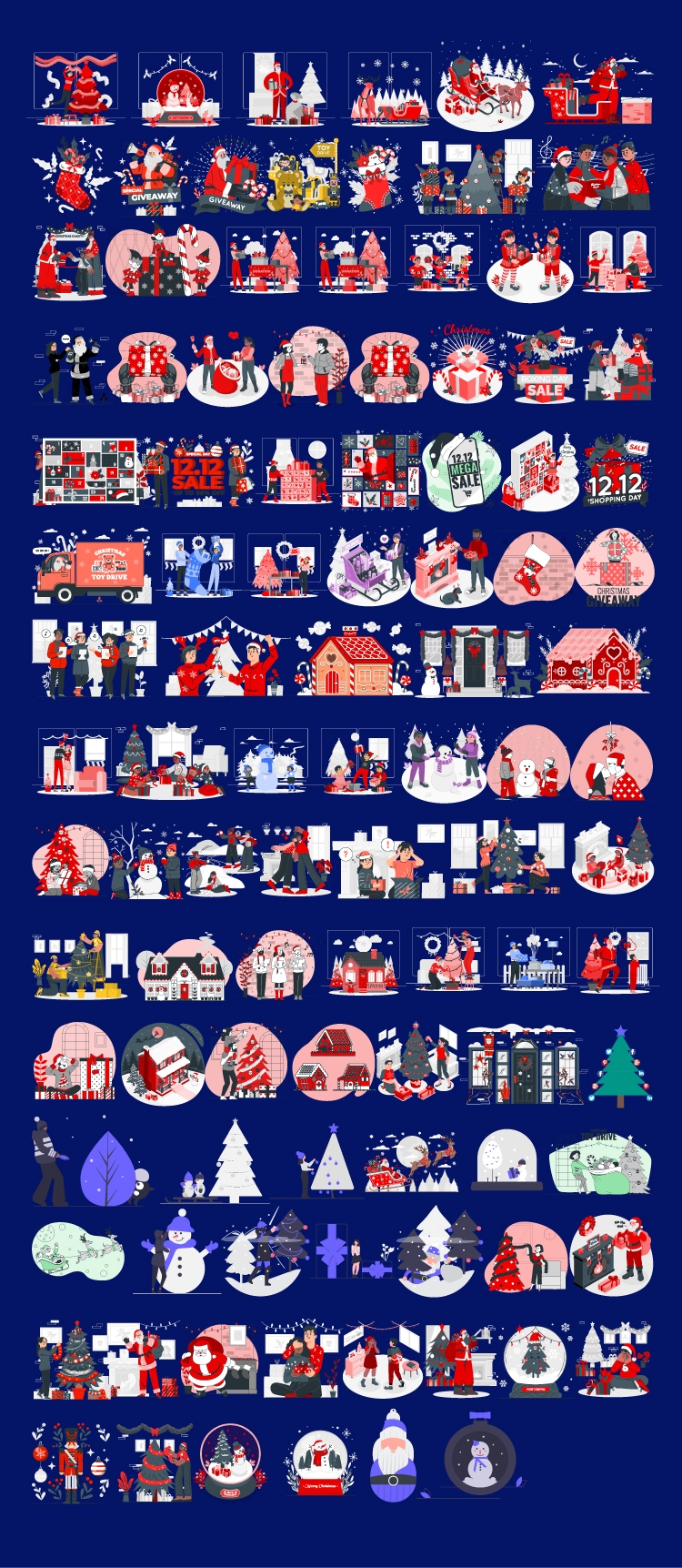 圣诞插画人物组合