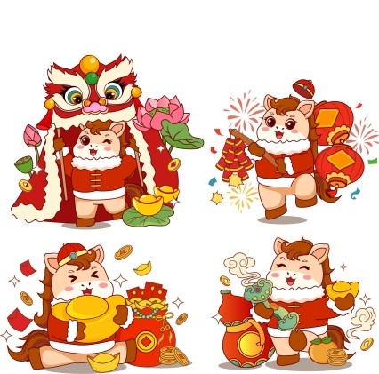 2026年马年春节卡通插画素材 (11)