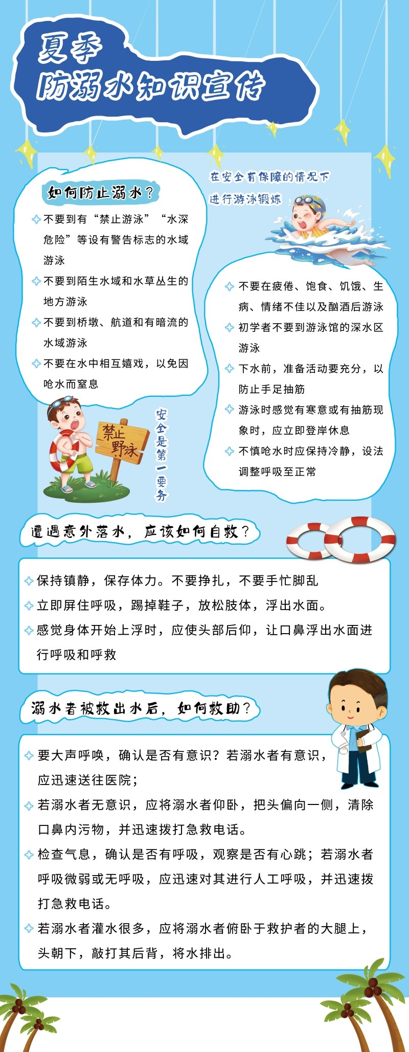 夏季暑期暑假防溺水知识宣传展架易拉宝