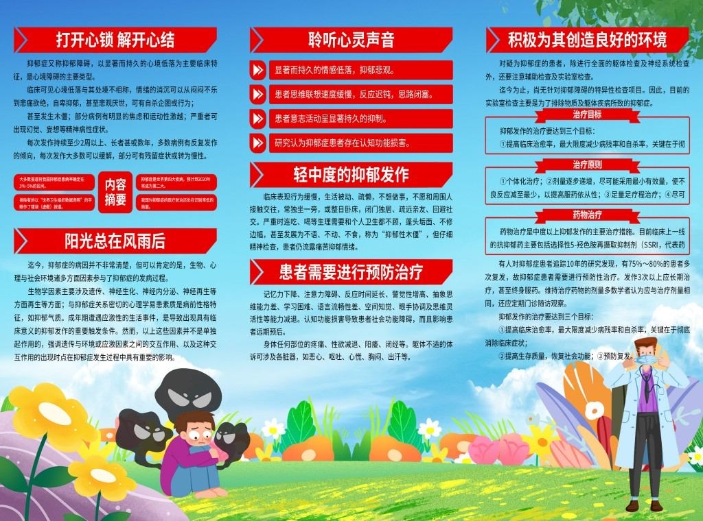 12抑郁症科普知识宣传三折页