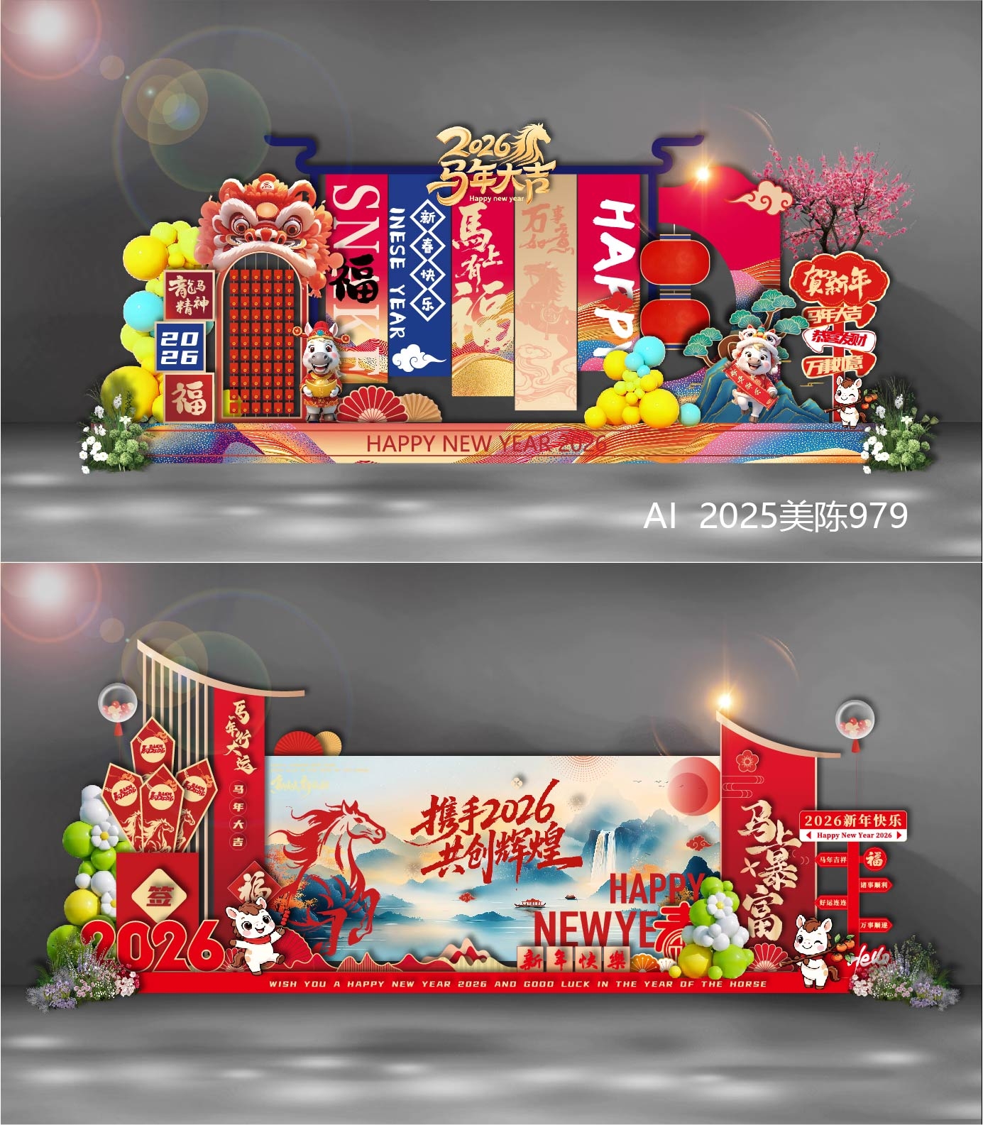 2026 马年 新年 元旦 美陈 国风美陈 龙门 拱门 舞台 舞美 DP点 打卡点 国潮 中国风