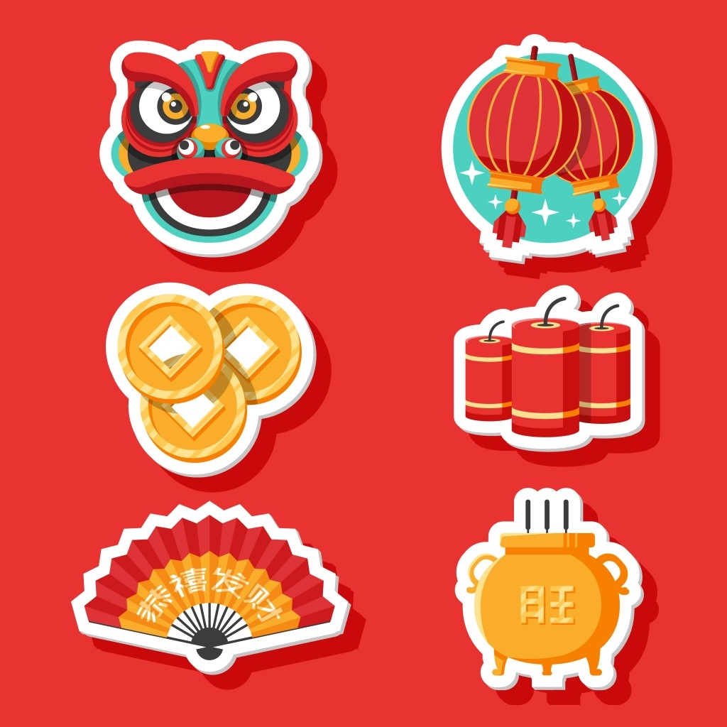 新年卡通贴纸元素