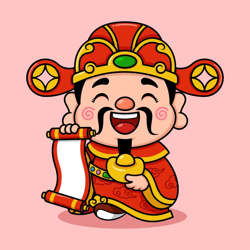 春节新春元素财神爷卡通插画