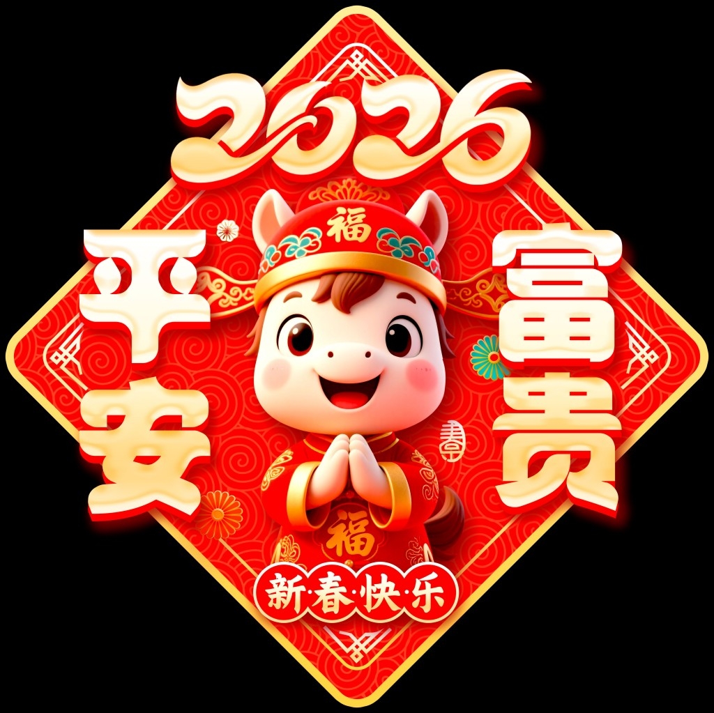 2026年马年春节新春窗花门贴物料元素 (5)