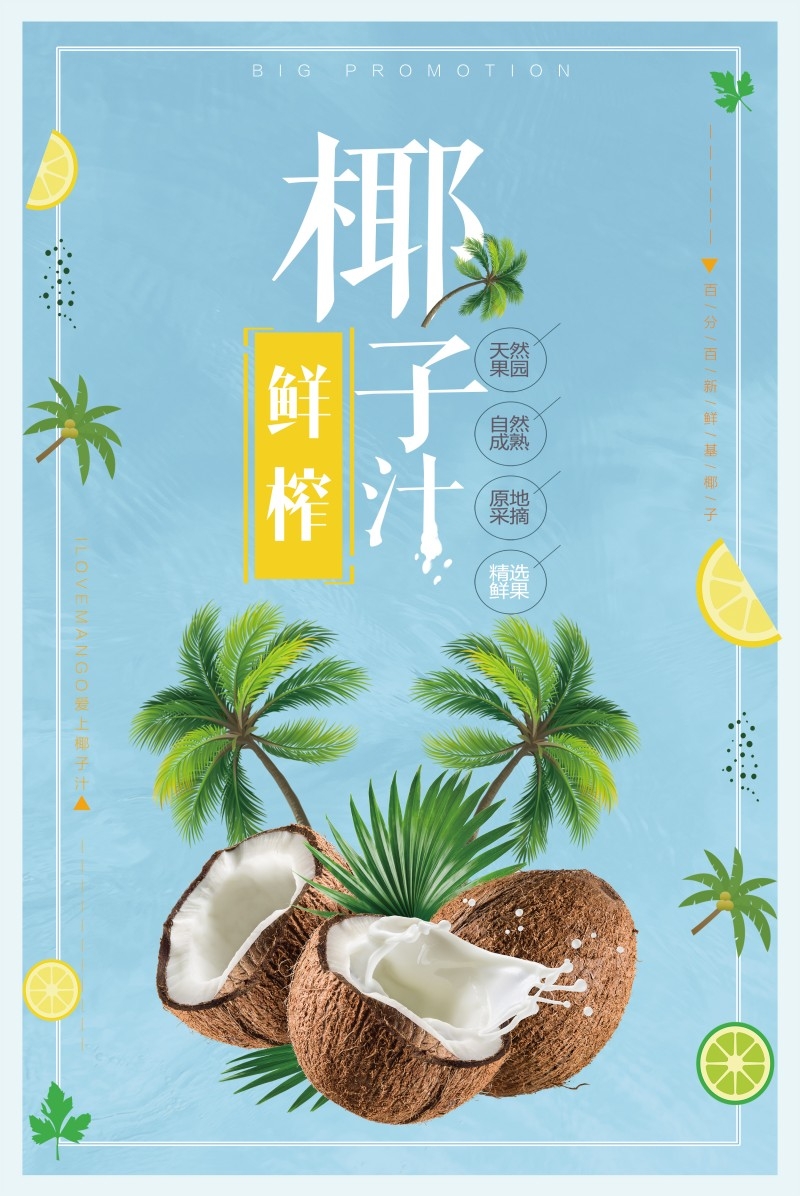 餐饮美食椰子汁海报素材