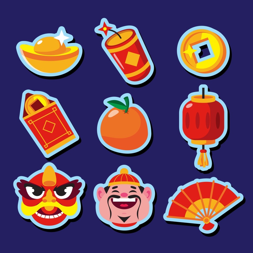 新年卡通贴纸元素 (11)