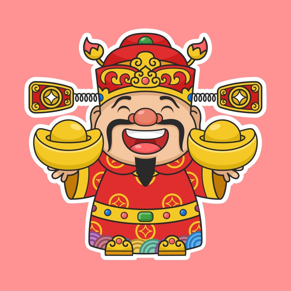 春节新春元素财神爷卡通插画 (5)