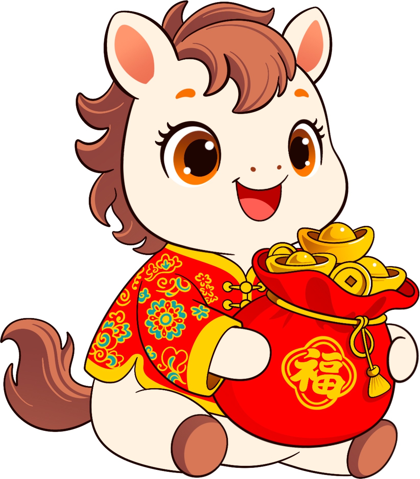 2026年马年IP形象马年生肖卡通形象插画贴纸 (18)