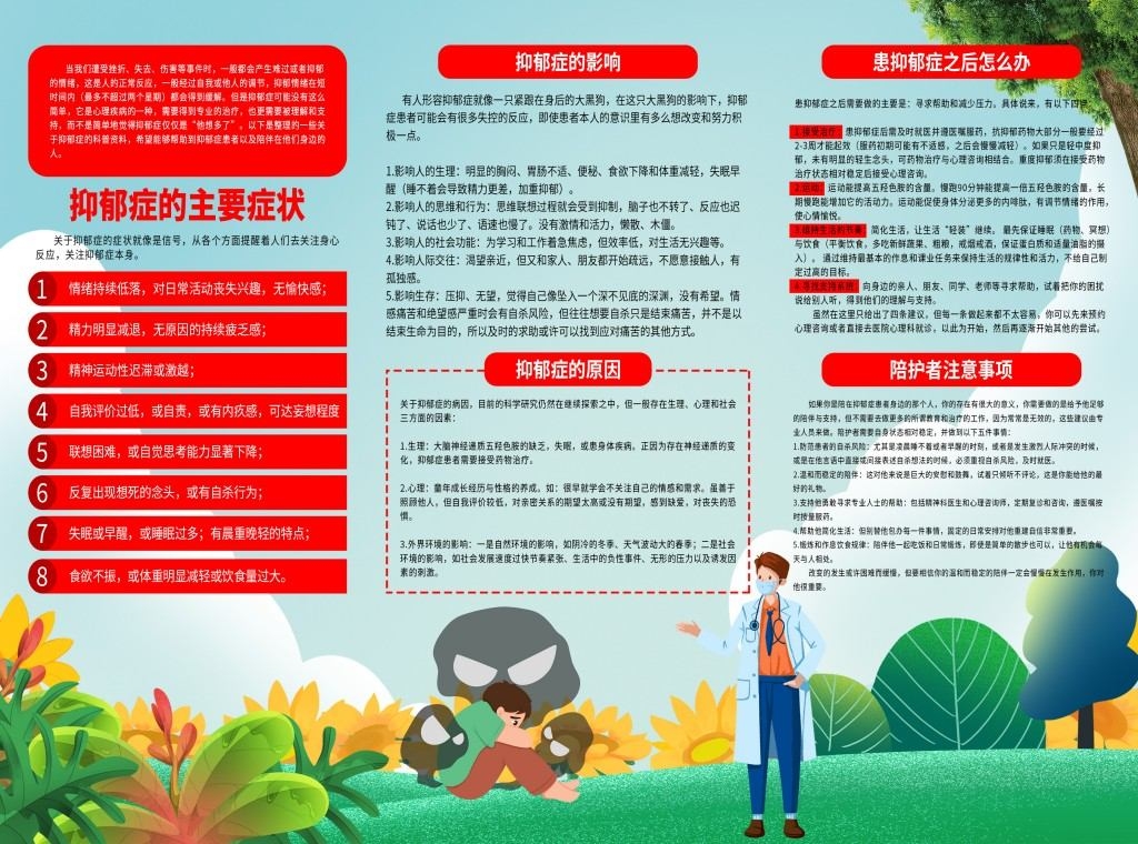 14抑郁症科普知识宣传三折页2