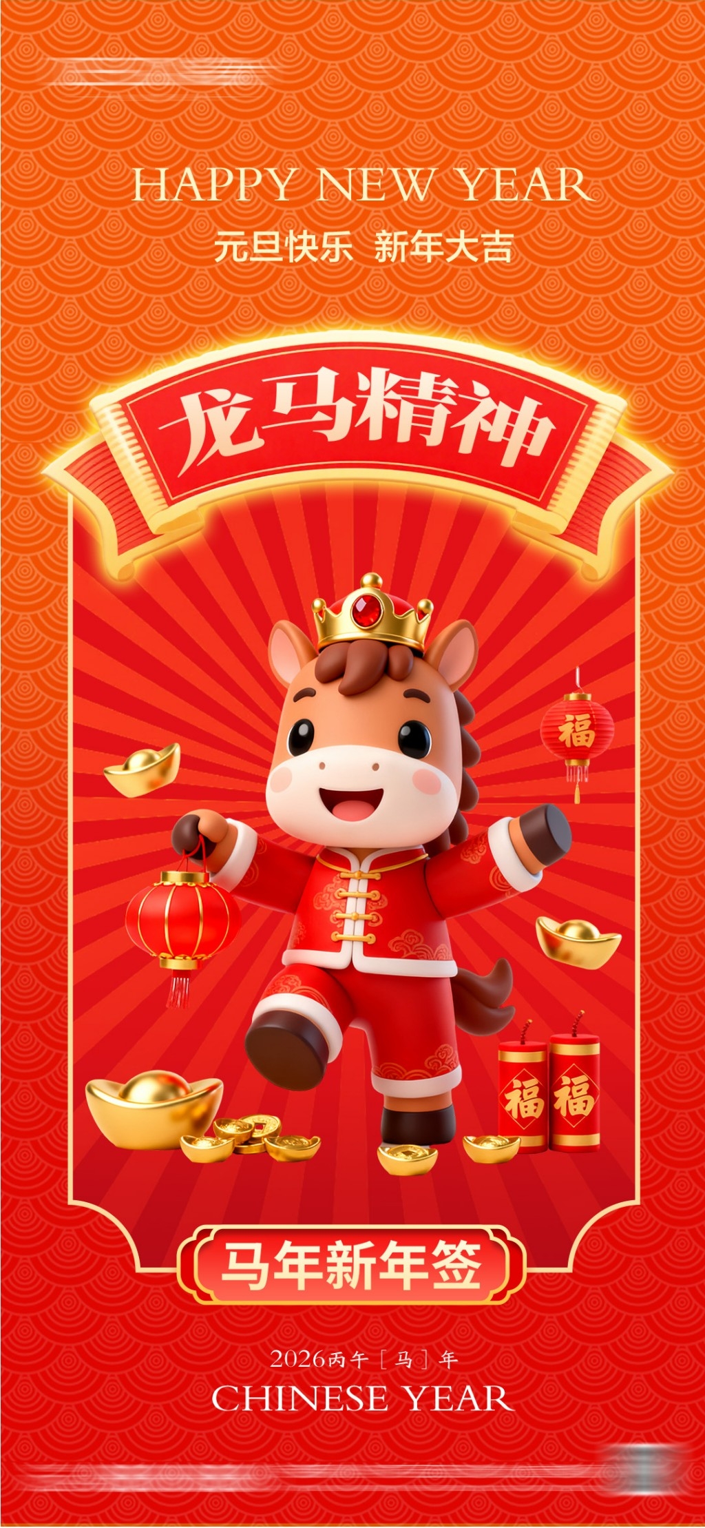 2026年马年元旦海报展架易拉宝