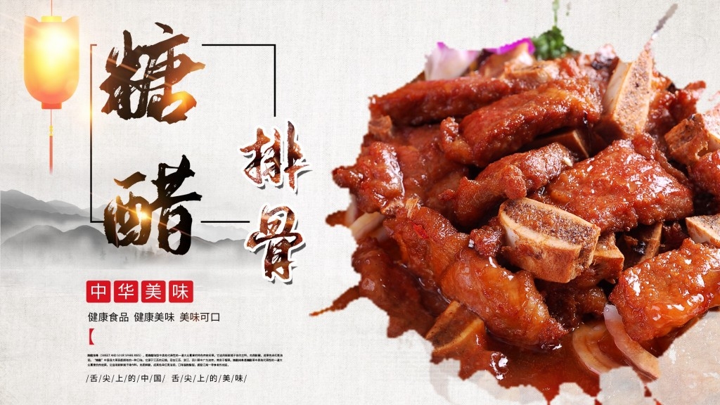 餐饮美食精品糖醋排骨展板 (2)
